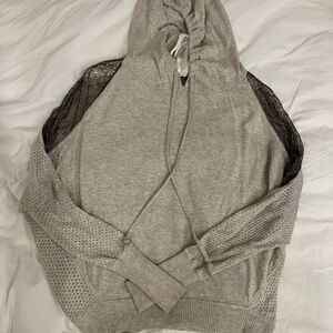 Margaret O'Leary Light Gray Hoodie with Lace Sleeves